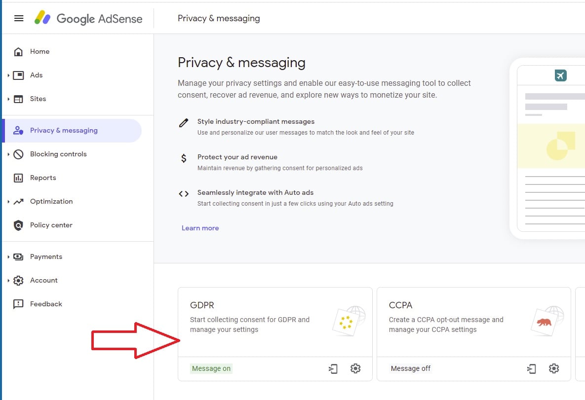 google-adsense-privacy-messaging-gdpr Adsense广告里需要开启GDPR设置 Adsense 广告 资讯 google-adsense-privacy-messaging-gdpr Adsense广告里需要开启GDPR设置 Adsense 广告 资讯